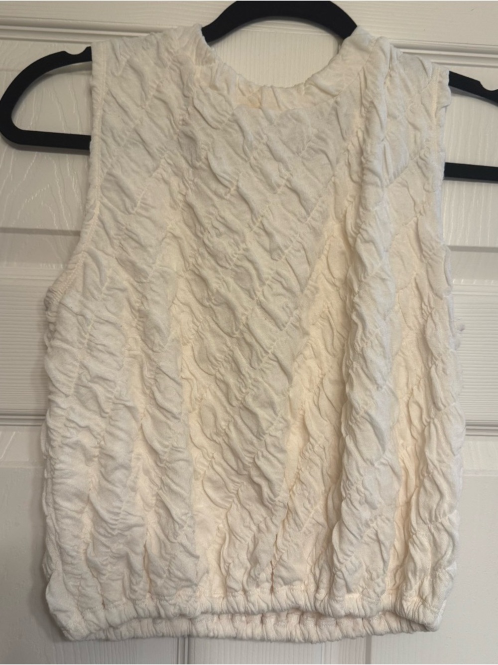 Women's Textured Cream Sleeveless Tank Top